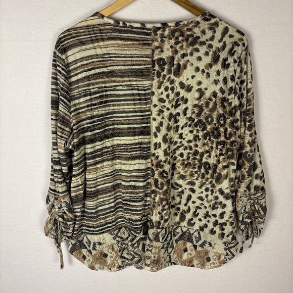 Ali Miles Mixed Print Leopard Stripe Patterned Blouse - Picture 6 of 6